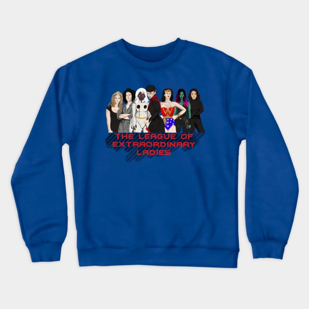 League of Extraordinary Ladies Crewneck Sweatshirt by KataMartArt